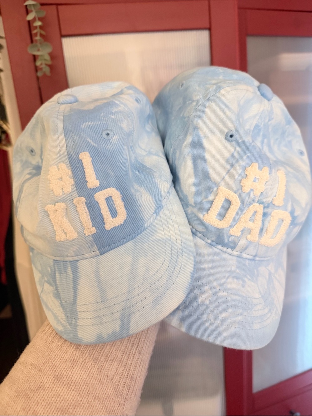 Goodfellow & Co Light Blue Tie-Dye #1 Kid & #1 Dad Baseball Caps